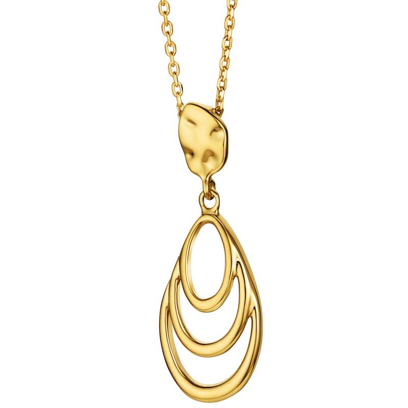 Sterling Silver Rippled Teardrop Pendant, Adjustable Chain
