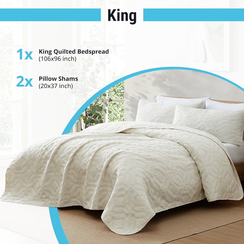 HLC.ME Logan - 3 Piece Size Quilt Set, Lightweight Bedspread Coverlet Set