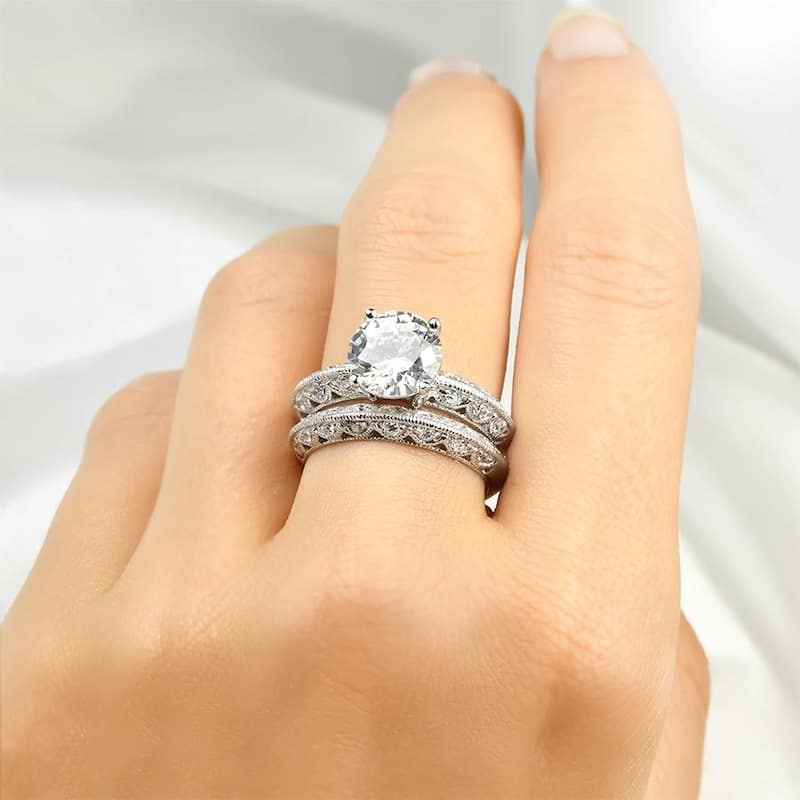 2.25 CT Womens Fashion Bridal Ring Set Real Authentic Sterling Silver