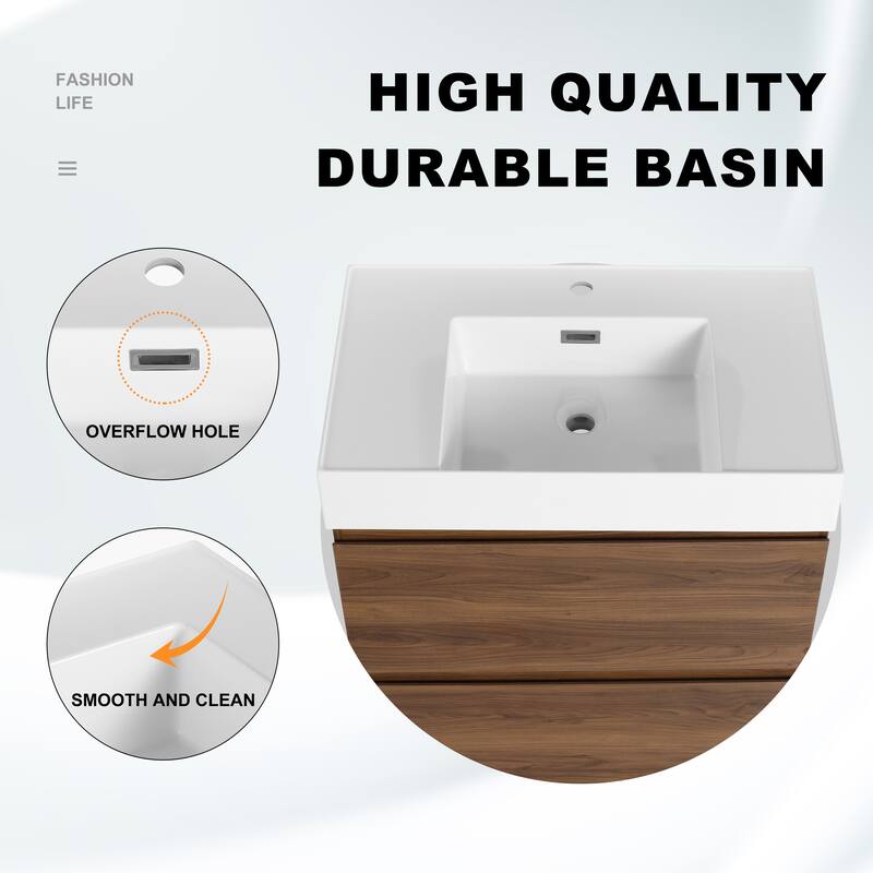 BNK 24/30 inch Freestanding Single Sink Bathroom Vanity with 2 Soft Close Drawers