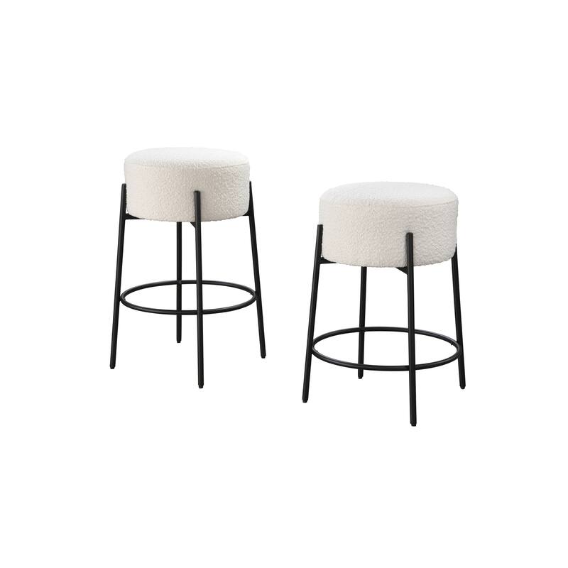 LuXeo Danica Bar Stool Black Steel Legs with Upholstered Seat (Set of 2)