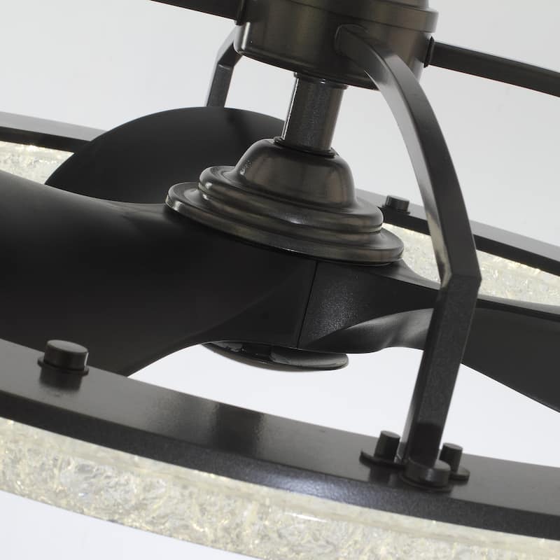 Perimost 31.5" Industrial Black ABS 3-Blade LED Bladeless Ceiling Fan with Remote