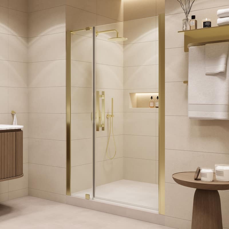 Pasadena Alcove Frameless Pivot Shower Door, 2025 - 47" - Brushed Gold