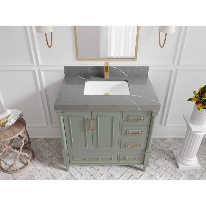 Willow Collections 36 in. W x 22 in. D Aberdeen Center Sink Left Bathroom Vanity with Countertop