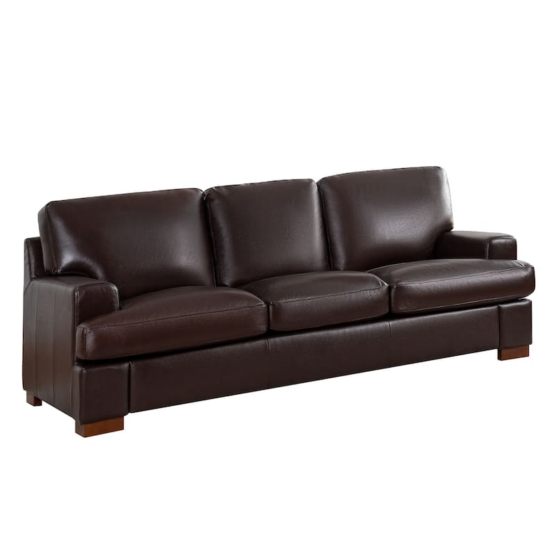 Genuine Leather Sofa Set - Chair, Loveseat & Sofa with Feather Cushions