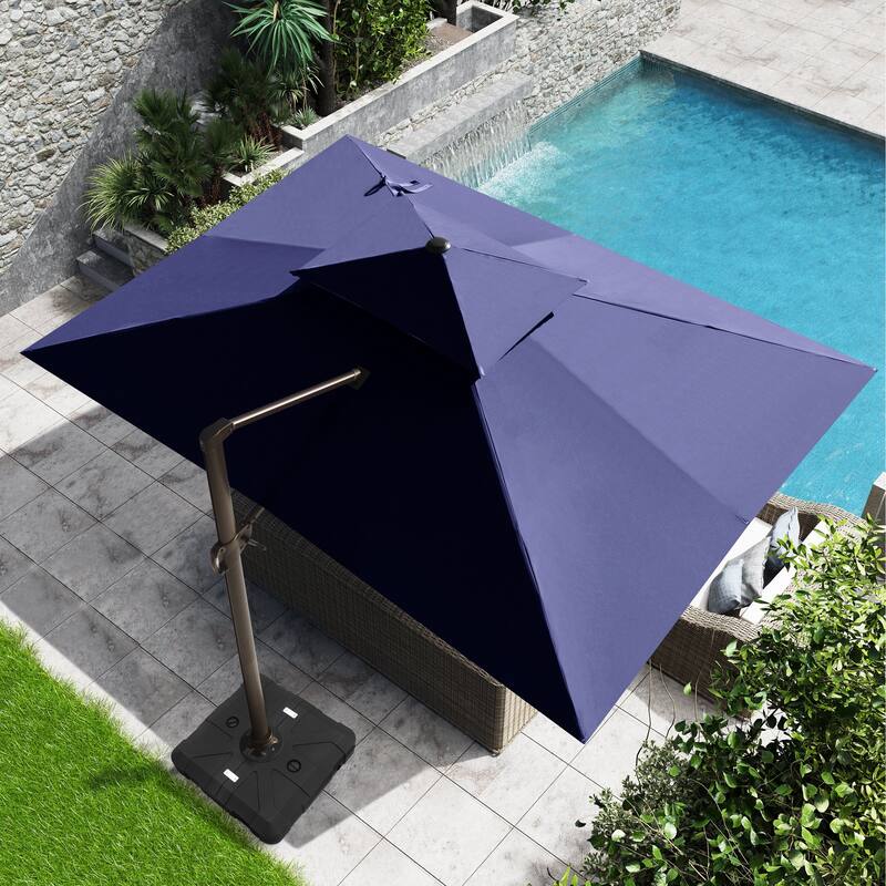 Crestlive Outdoor 13 x 10ft 360-degree Rotation Patio Cantilever Umbrella with Base