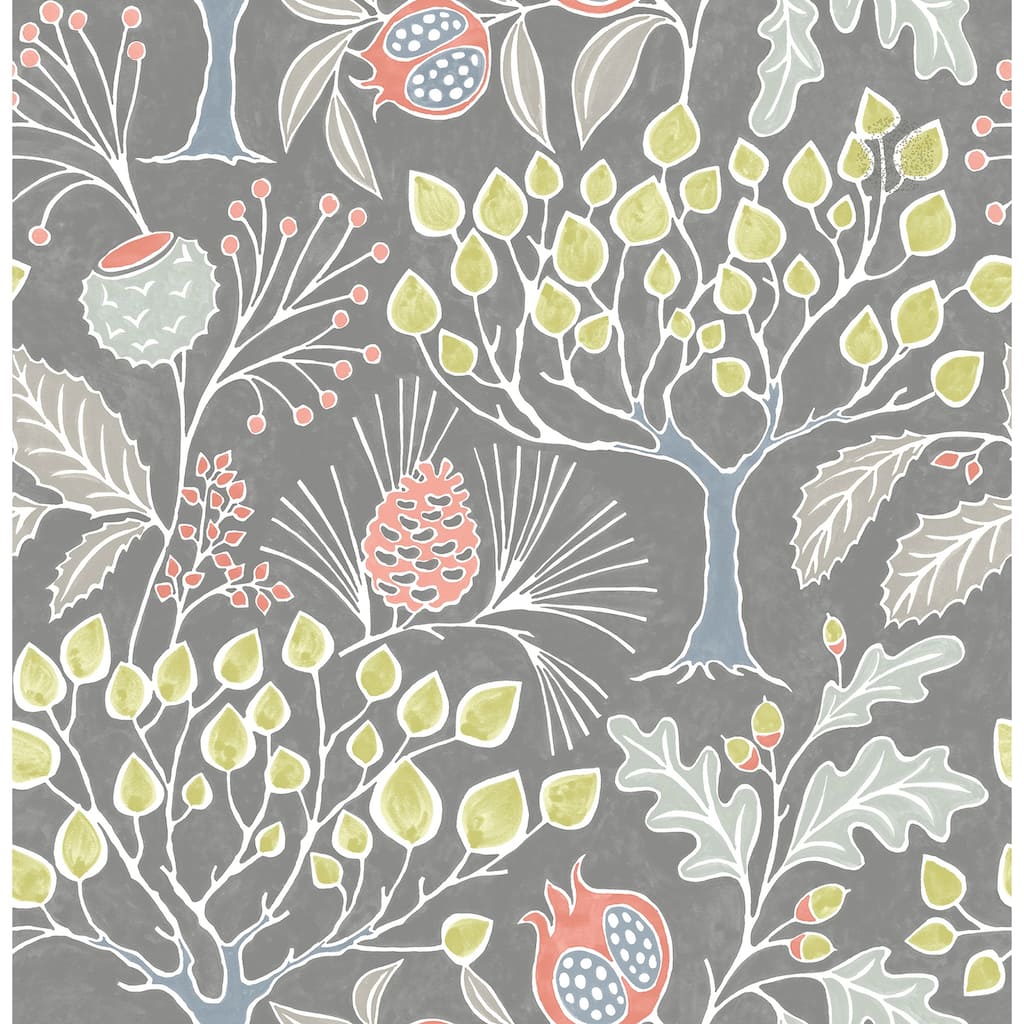 NuWallpaper Groovy Garden Grey Peel & Stick Wallpaper - 216in x 20.5in x 0.025in