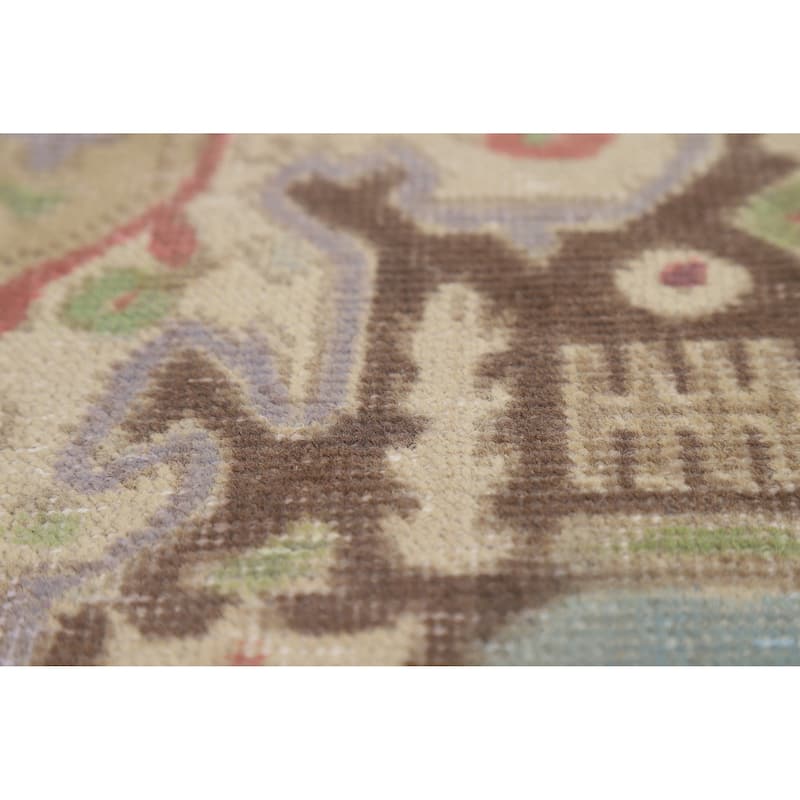 Light Blue Geometric Tabriz Persian Vintage Rug Handmade Wool Carpet - 7'10" x 10'9"