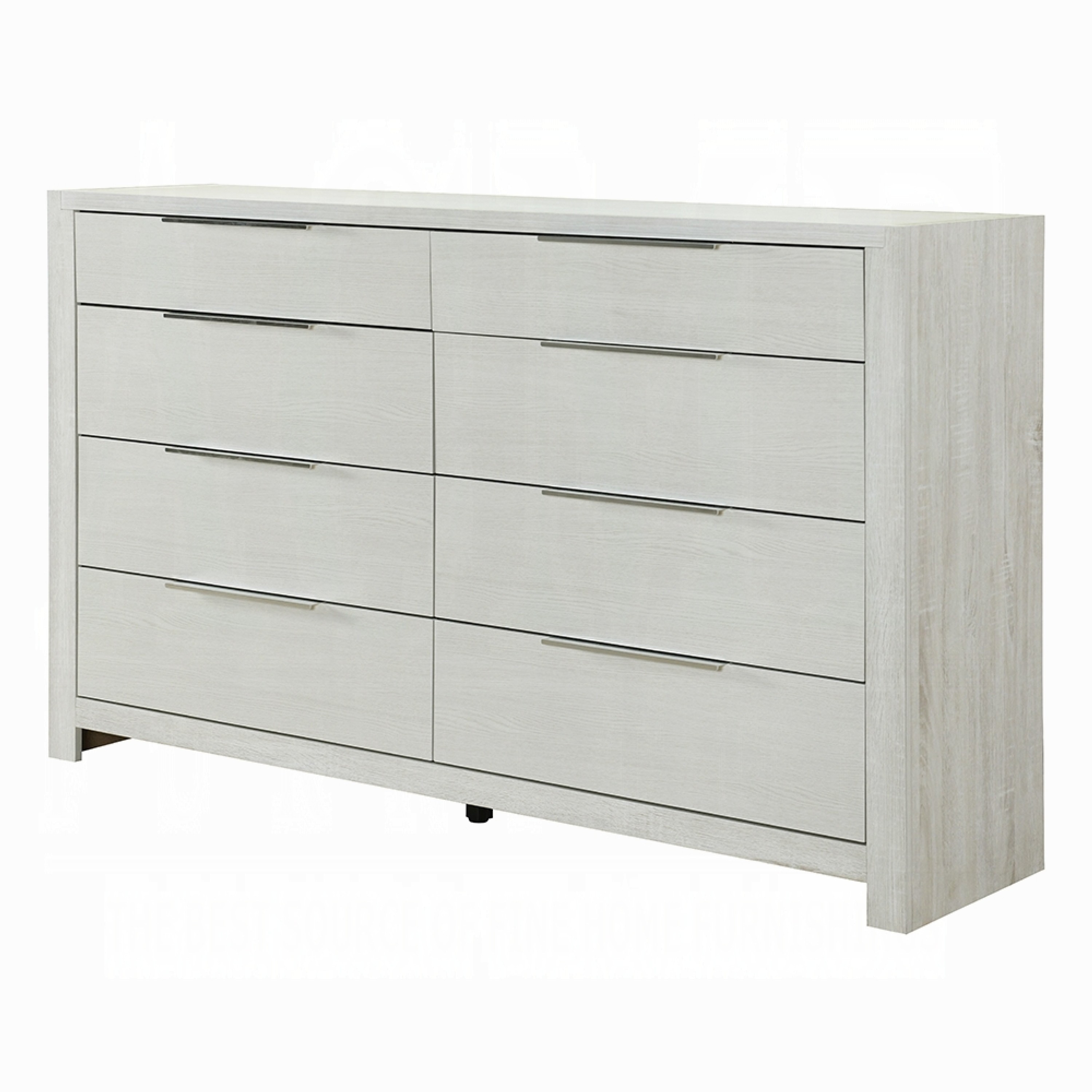 Geya Wide Dresser, 8 Drawers with Chrome Metal Handles, Light Gray