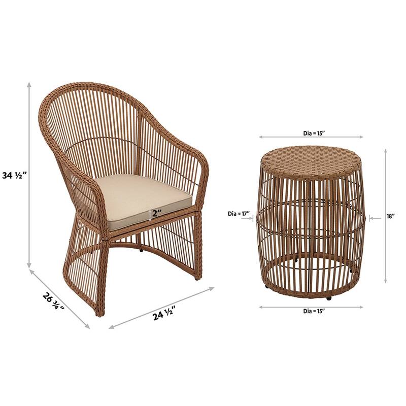 Maypex 3-piece Wicker Conversation Set