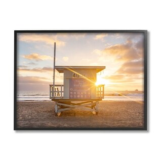 Stupell Beach Hut Sunset Flare Framed Giclee Art by Jeff Poe ...