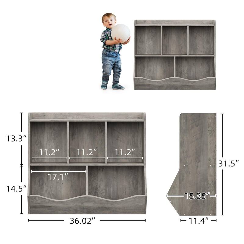 Toy Bookshelf and Bookcase, Multi Shelf with Cubby Organizer Cabinet for Storage Books and Toys