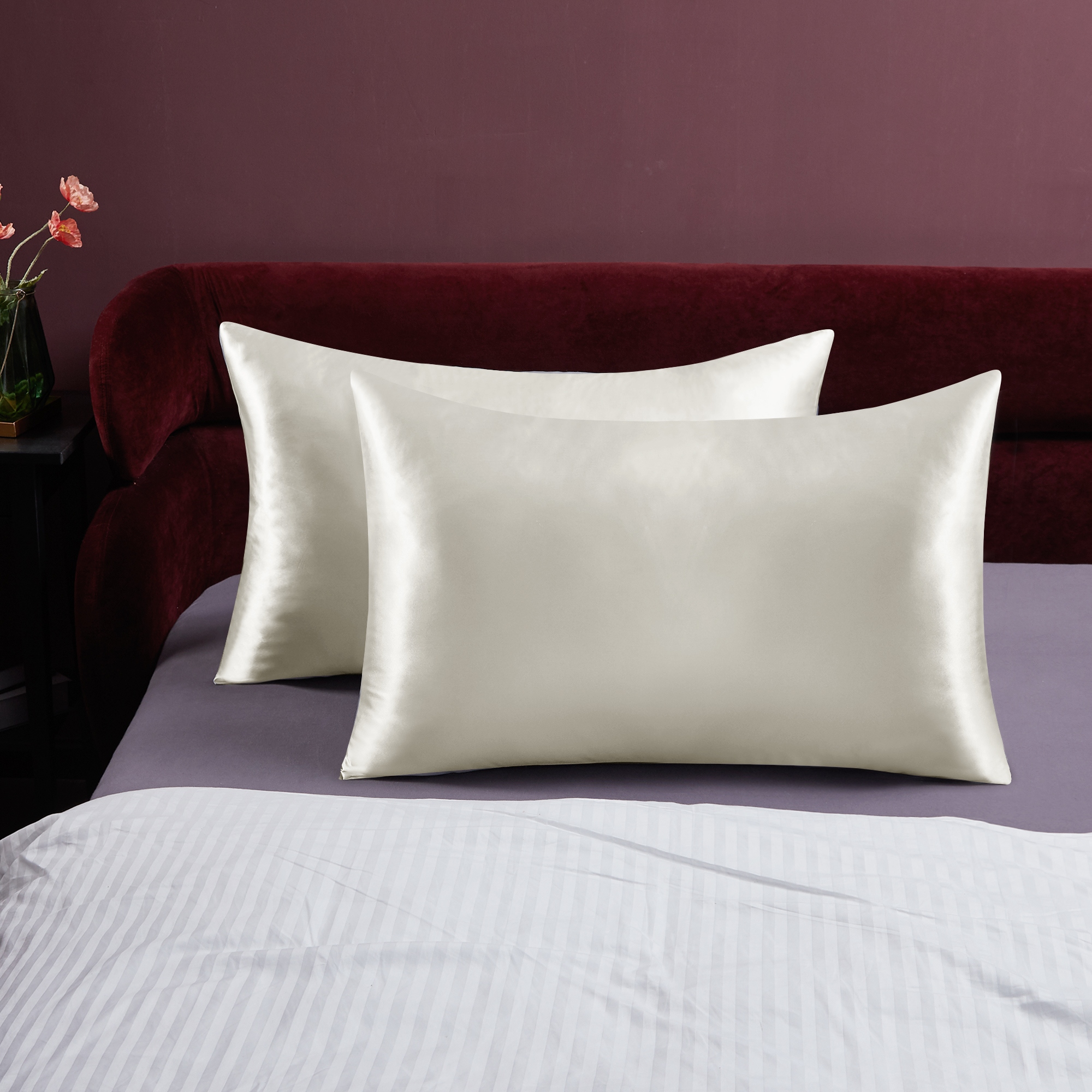 Deconovo Silk Satin Pillowcases 2 PCS Cover Only