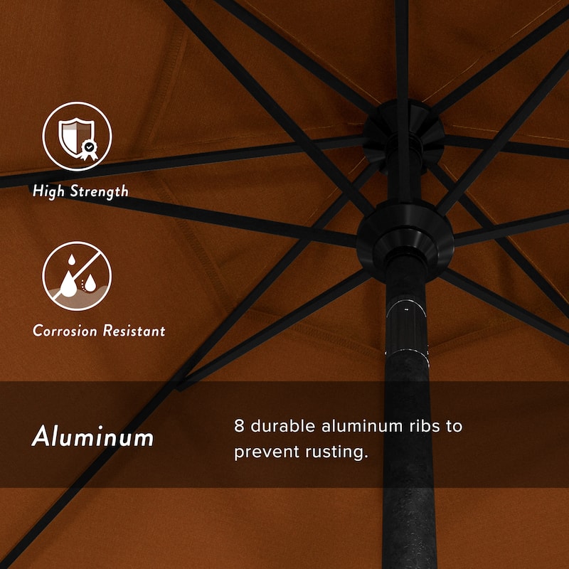 California Umbrella 9' Rd Golden State Series Patio Umbrella Black Aluminum Frame Crank Lift Collar Tilt Pacifica Pacific Blue
