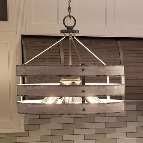 Luxury Modern Farmhouse Pendant Light, 18.25"H x 21.625"W, with Rustic Style, Galvanized Steel Finish by Urban Ambiance