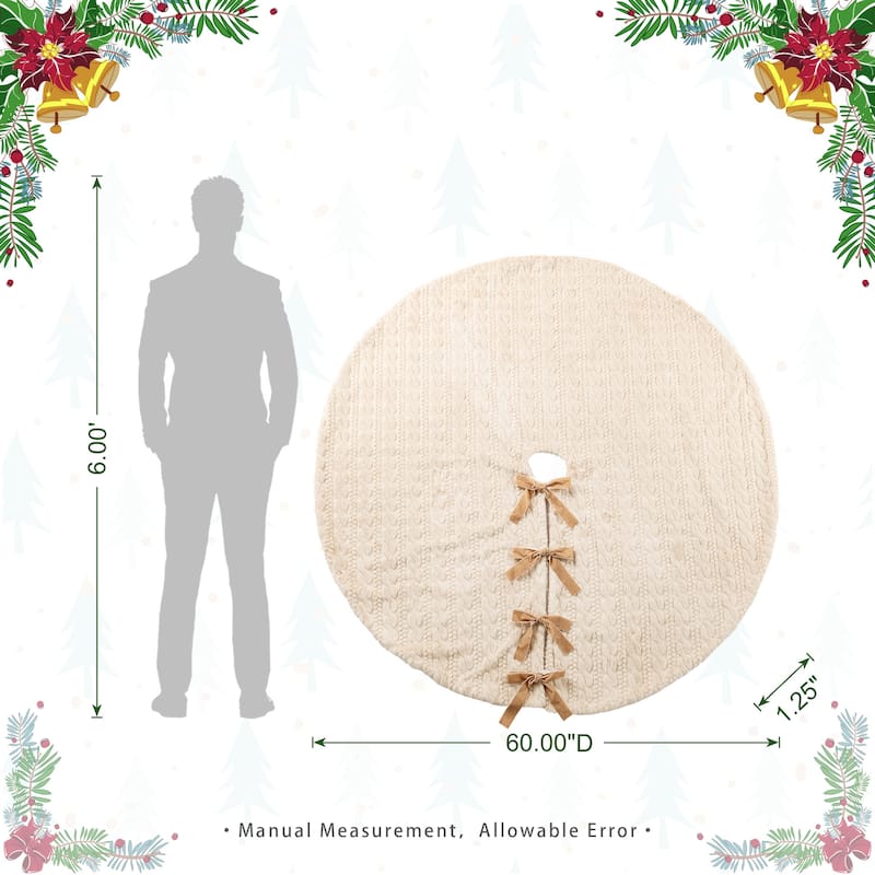 Glitzhome 48"D or 60"D Soft Fake Rabbit Fur Christmas Tree Skirt