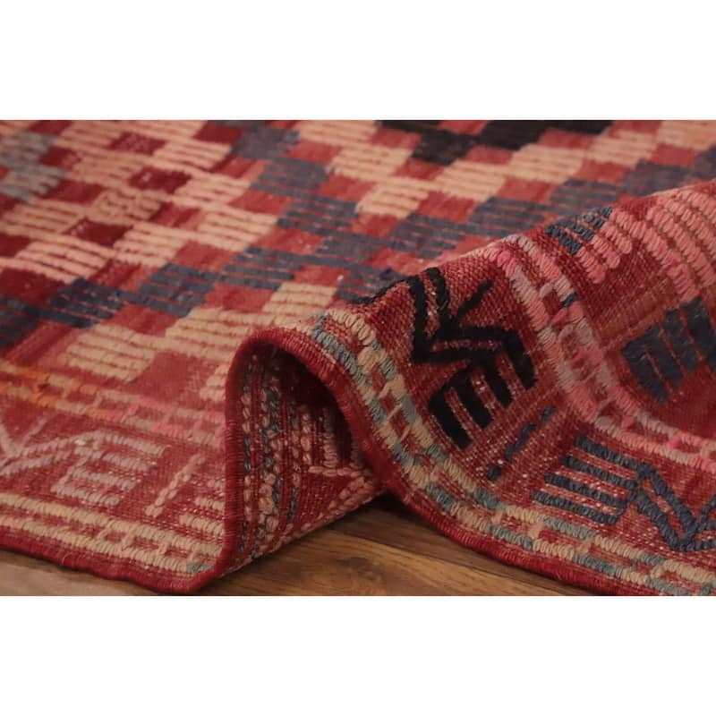 Hand Woven Oriental 100% Wool Carpet Southwestern Tribal Multi-Colored Kilim Area Rug - 9' 3'' X 5' 11''