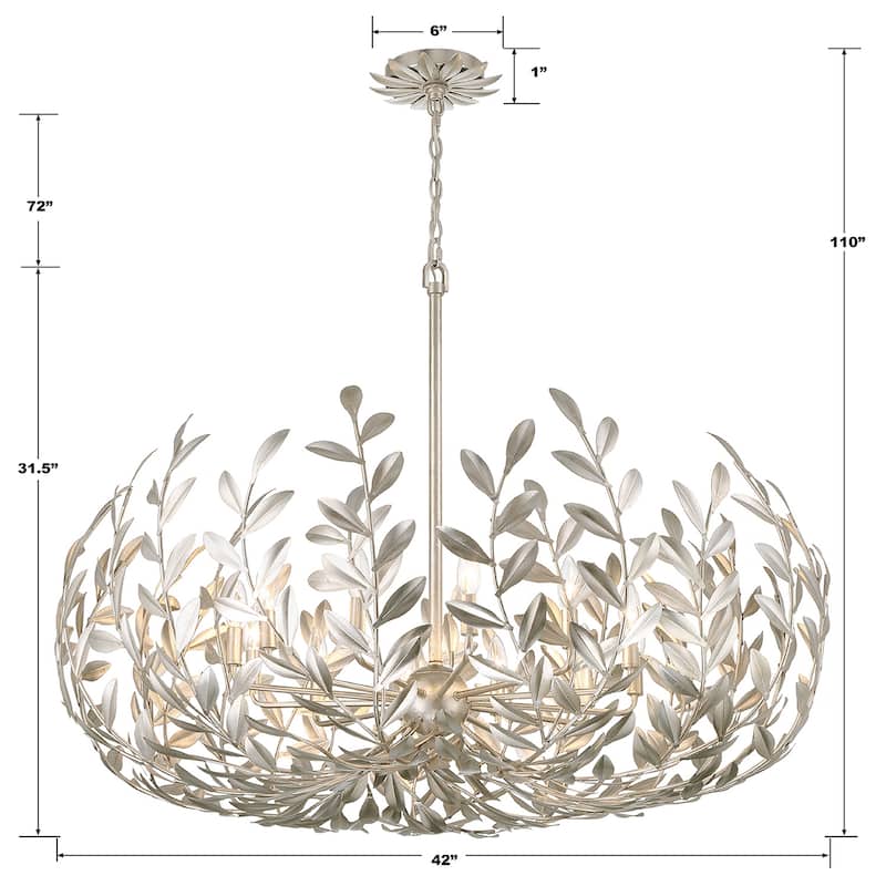 Broche 12 Light Antique Silver Chandelier