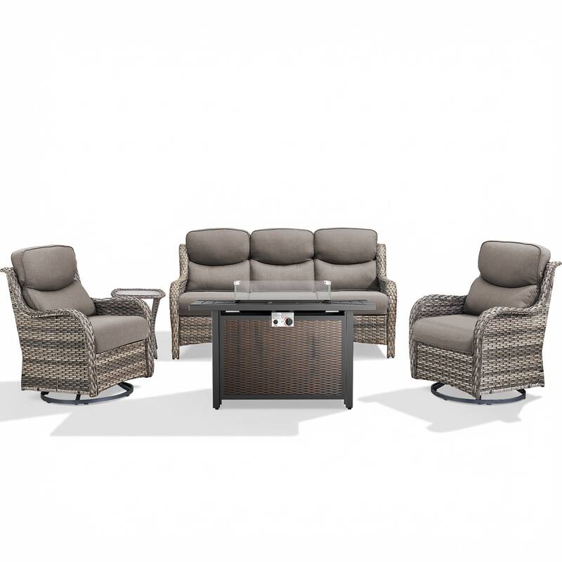 Pocassy 4/5 Piece Patio Sofa Furniture Set with 43" Fire Pit Table