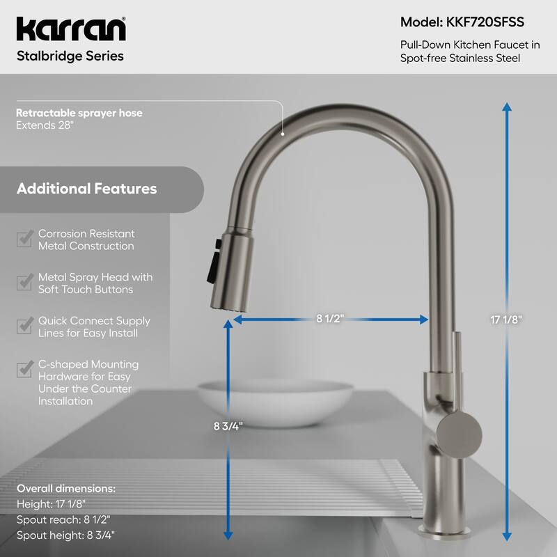 Karran Stalbridge Single Handle Pull-Down Sprayer Kitchen Faucet