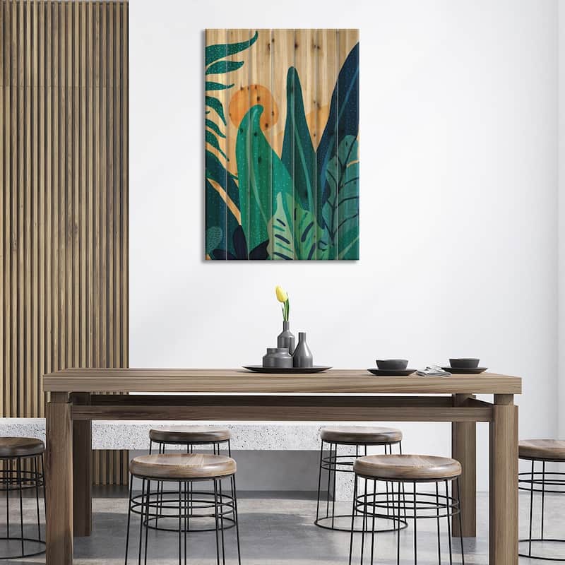 Afternoon Landscape Print On Wood by Modern Tropical - Multi-Color