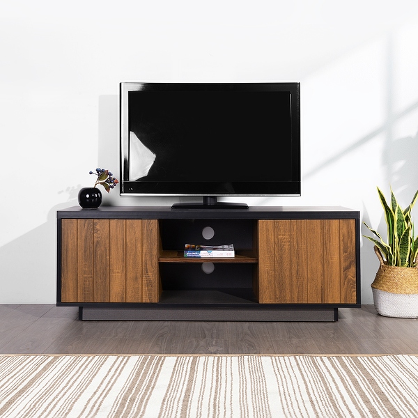 Mid century top tv stand black
