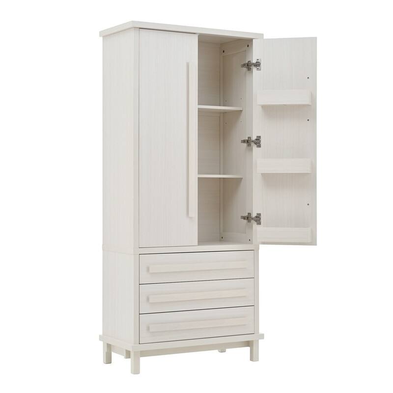 Farmhouse 70" Tall Kitchen Pantry Cabinet,Freestanding Wooden Kitchen Cupboard with 6 Door Shelves and 3 Drawers