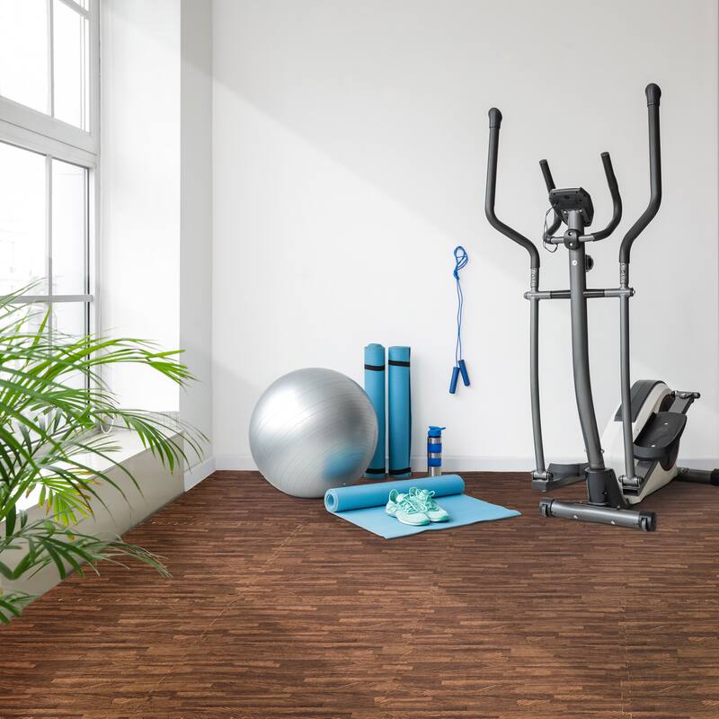 Sorbus 80 Sq. Ft. Wood Grain Floor Tiles Foam Mat EVA Interlocking Mats Tile 3/8-Inch Thick Flooring Wood Puzzle Exercise Mats