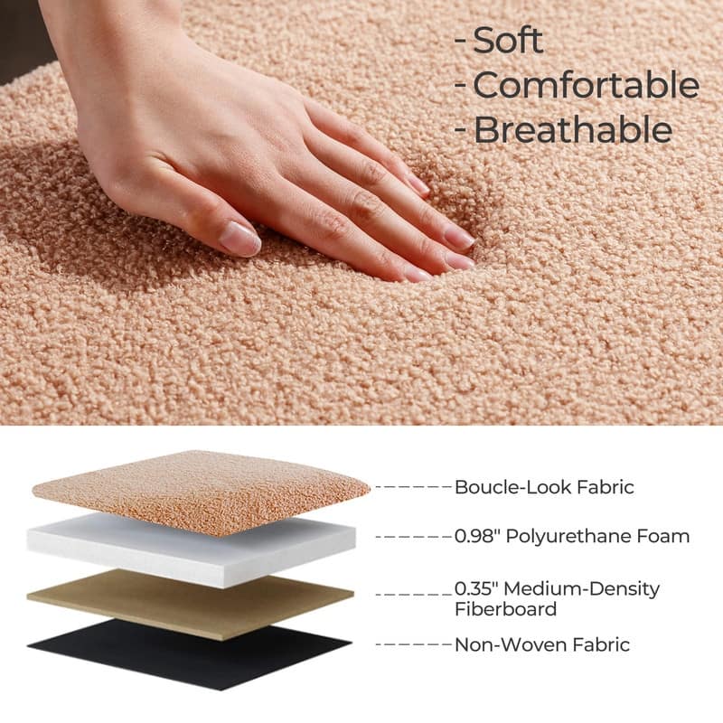 39.5" Off White Boucle Storage Ottoman Bench Sherpa Storage Bench Ottoman Foot Rest End of Bed for Living Room Bedroom,Wood Leg