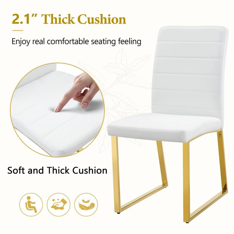 5-Piece Marble Pattern Tempered Glass Dining Set, 63-Inch Table with 4 Minimalist Chairs, Modern Style