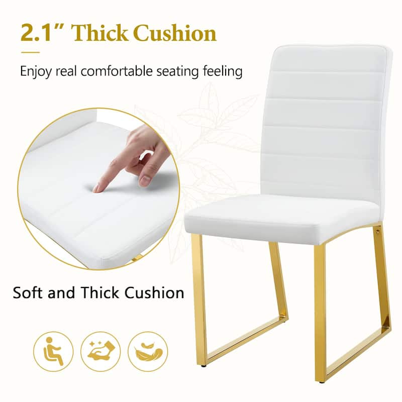 5-Piece Modern Tempered Glass Dining Table Set, 63-Inch Dining Table with 4 Minimalist Style Chairs