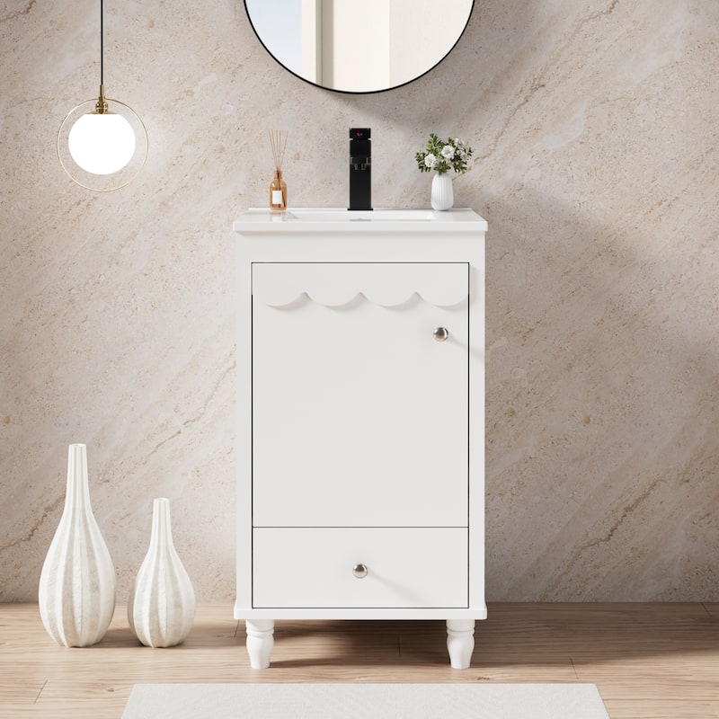 Lace Trim Freestanding Bathroom Vanity Set - Perfect for Bathrooms