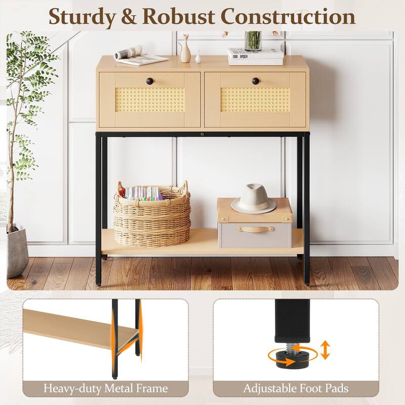 Gymax Console Table Entryway Table Long Sofa Side Table w/ Open Shelf