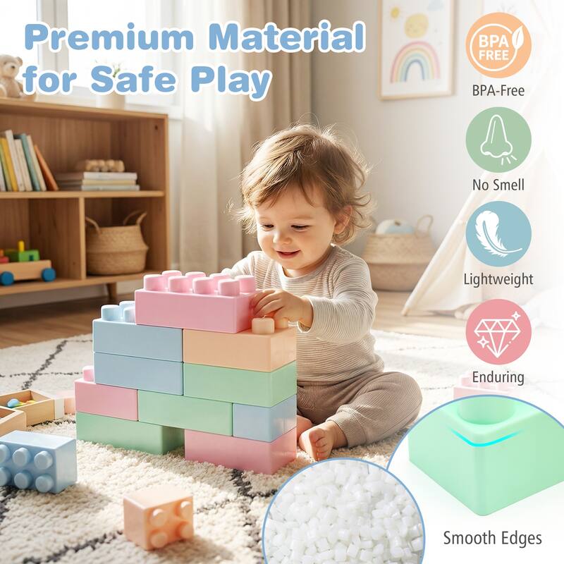 Gymax 64 pcs Building Blocks for Toddlers Montessori STEM Educational