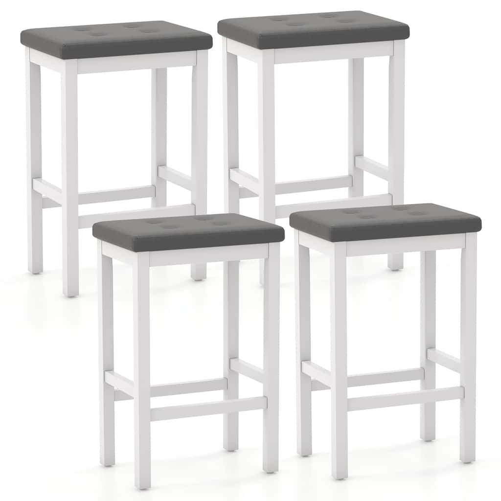 Gymax 24'' Upholstered Bar Stools Set of 4 Home Kitchen Stools w/