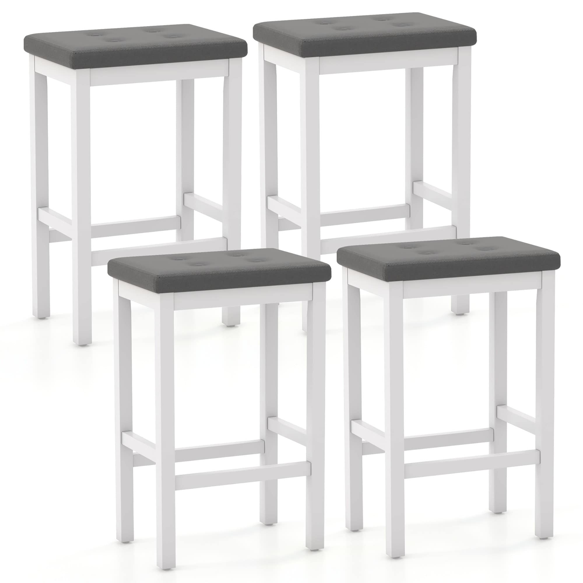 Gymax 24'' Upholstered Bar Stools Set of 4 Home Kitchen Stools w/