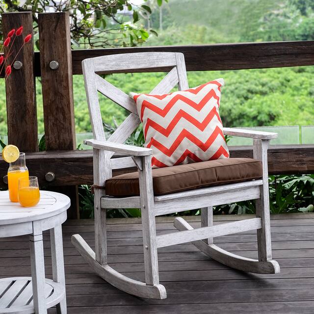 Cambridge Casual West Lake Solid Mahogany Outdoor Rocking Chair - White Wash/Cappuccino