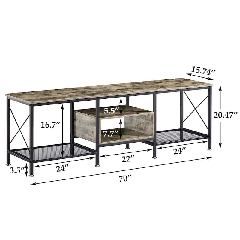TV Stand for Living Room, Entertainment Center TV Console with Storage Shelves