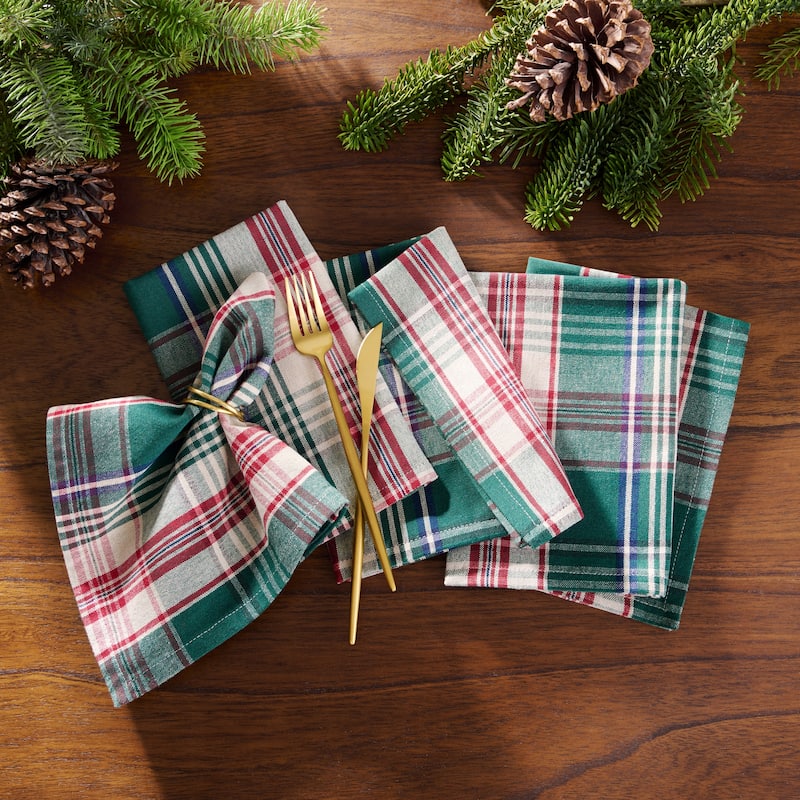 Holiday Fireside Plaid Napkins, Set of 8 - 17x17