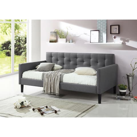 LuXeo Tustin Twin Size Upholstered Daybed in Gray Fabric
