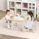 preview thumbnail 4 of 8, Gymax 3-in-1 Kids Wooden Table & 2 Chairs Set w/ Storage Detachable