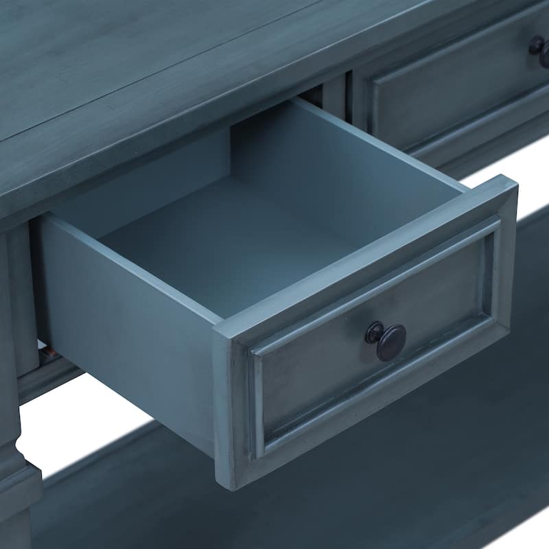 Classic Retro Style Console Table with Three Top Drawers and Open Style Bottom Shelf
