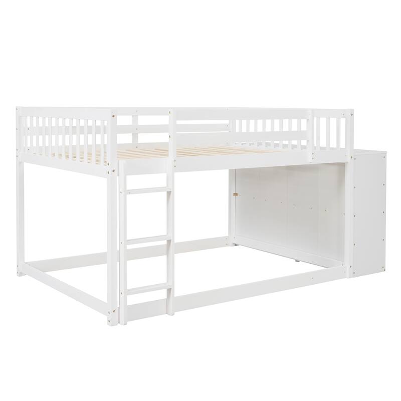 Space-Saving Full Bunk Bed with 4 Drawers, 3 Shelves, and Sturdy Ladder
