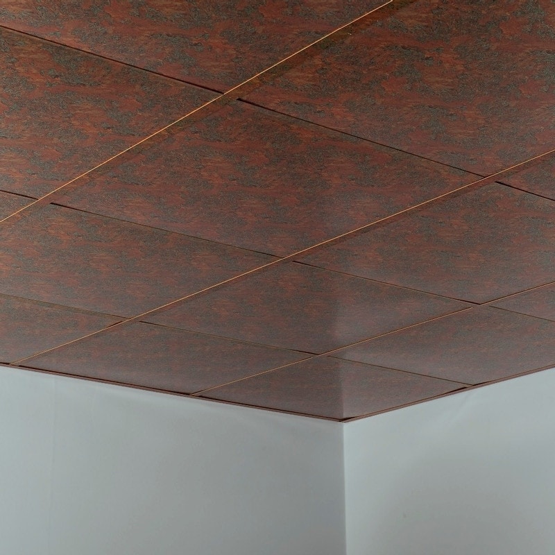 Fasade Flat Decorative Vinyl 2ft X 2ft Lay In Ceiling Tile In Copper Fantasy 5 Pack Overstock 32202180