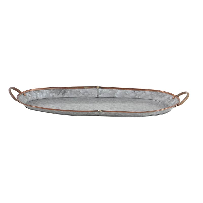 Gray Metal Galvanized Living Room Decor Tray (Set of 3) - S/3 14", 22", 28"W