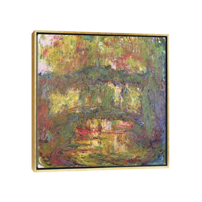 iCanvas "The Japanese Bridge at Giverny, 1918-24 " by Claude Monet Framed Canvas Print - Gold - 18x18