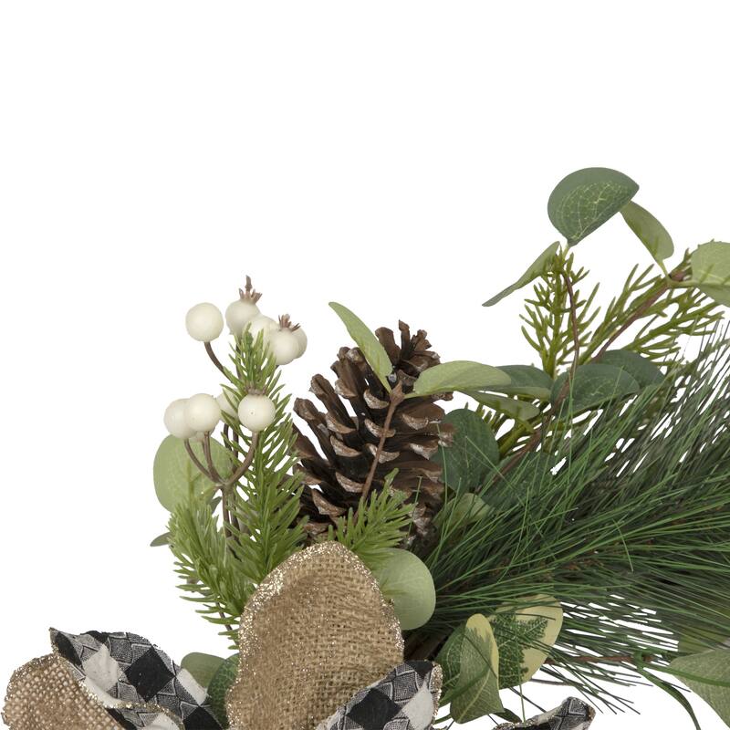 Magnolia Frosted Pine Cones Artificial Christmas Wreath 22-Inch, Unlit