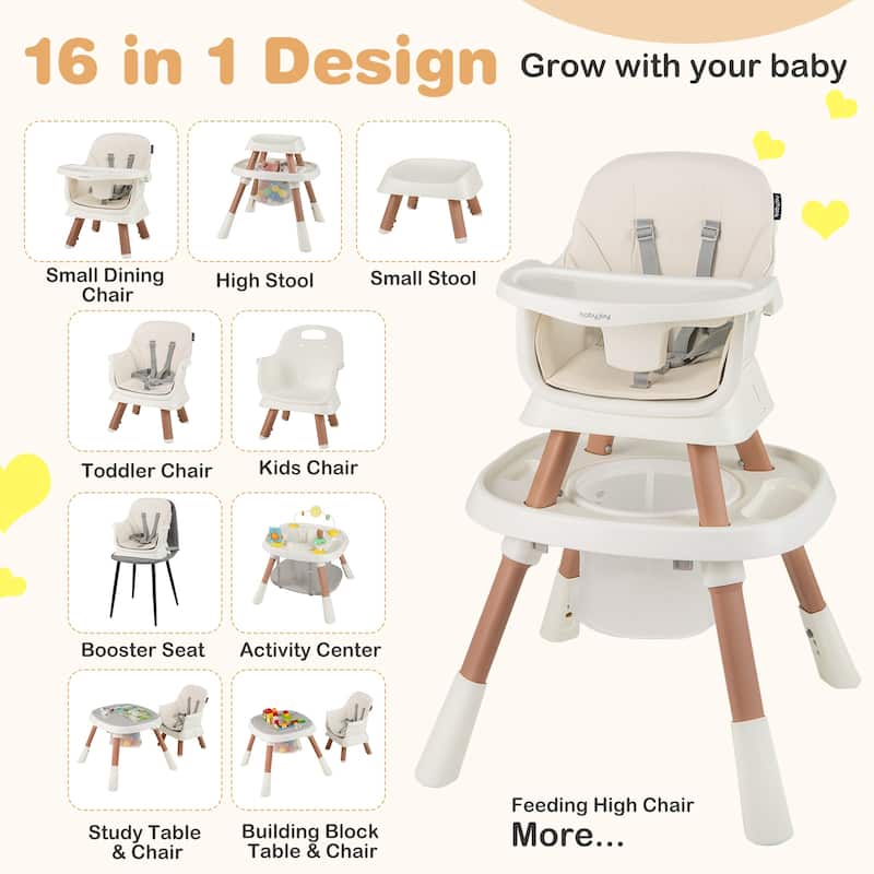Gymax 16-in-1 Baby High Chair w/ Activity Center Booster Seat Building