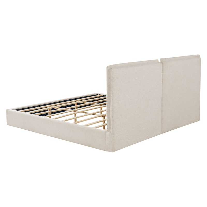 Christopher Knight Home - Modern Upholstered Bed with Double - Pillow Headboard