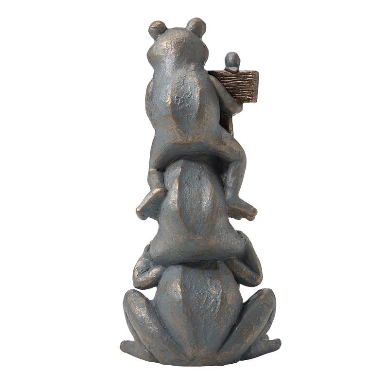 Bronze 28" H MGO Wealth Stacked Frog Statue Zen-style Coastal-style Sculpture Indoor Outdoor Figurine by Glitzhome